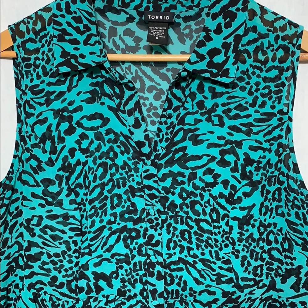 Torrid Sz 0 Turquoise and Black Animal Print Tank - Picture 3 of 8